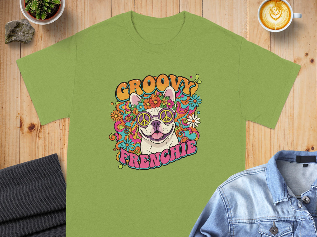Groovy Frenchie Graphic Tee with Colorful Design