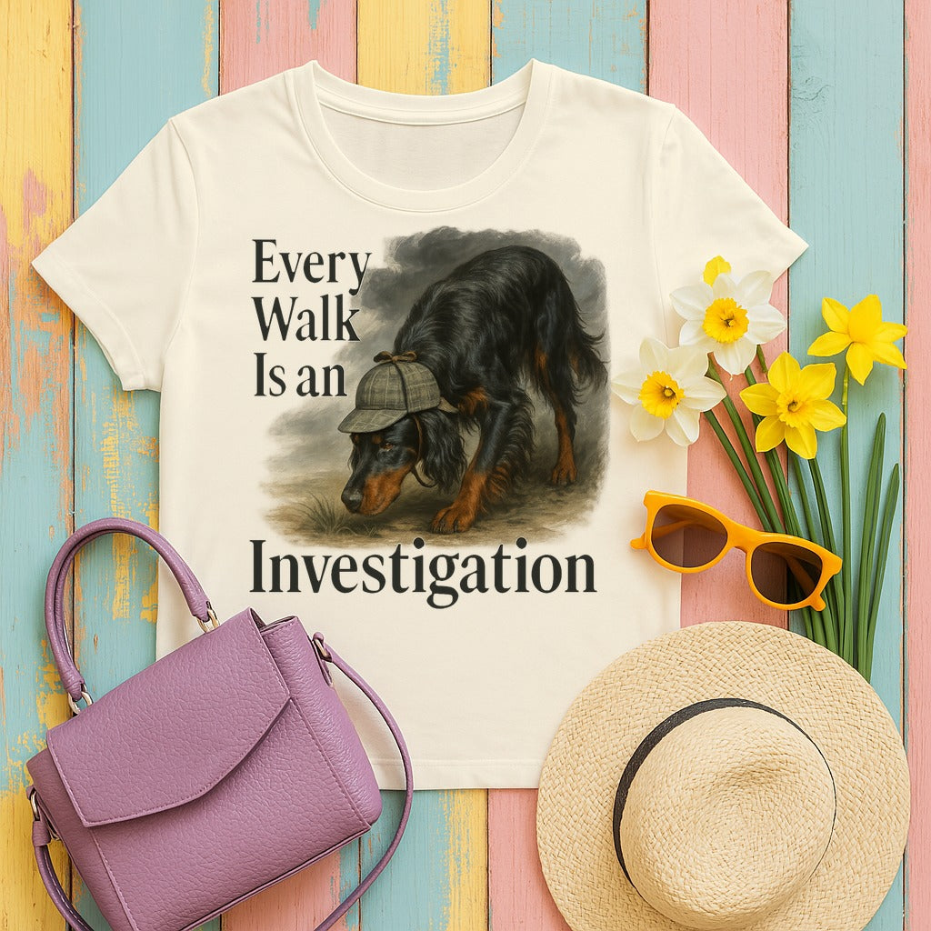 The Canine Investigator Gordon Setter T-Shirt in Natural