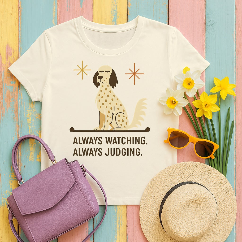 English Setter Always Watching Always Judging Tee in Natural