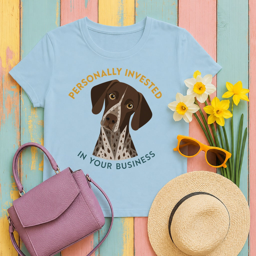 Invested German Shorthaired Pointer T-Shirt in Light Blue