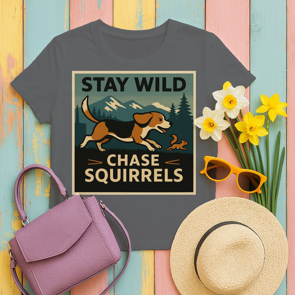 Stay Wild Running Beagle T-Shirt in Graphite Heather