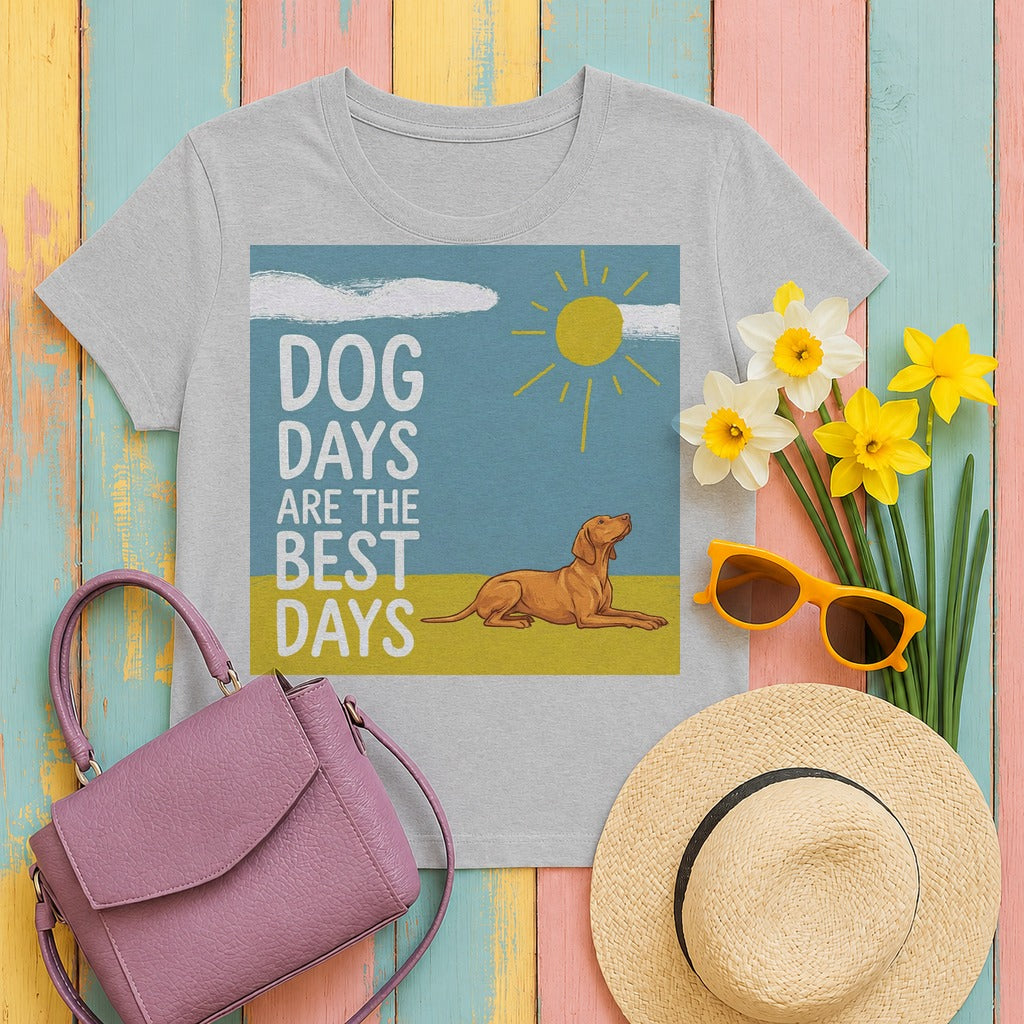 Dog Days are the Best Days with Vizsla T-Shirt in Sport Grey