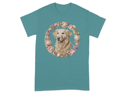 Golden Retriever Surrounded by Flowers T-shirt product type