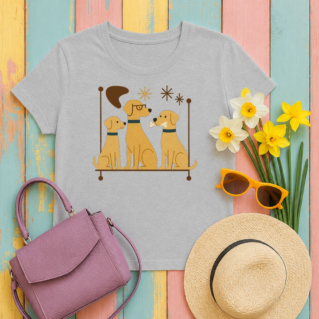 Mid-Century Yellow Labs T-Shirt in Sport Grey