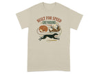 T-shirt featuring a graphic of three greyhounds in motion and text reading "Built for Speed Greyhound".