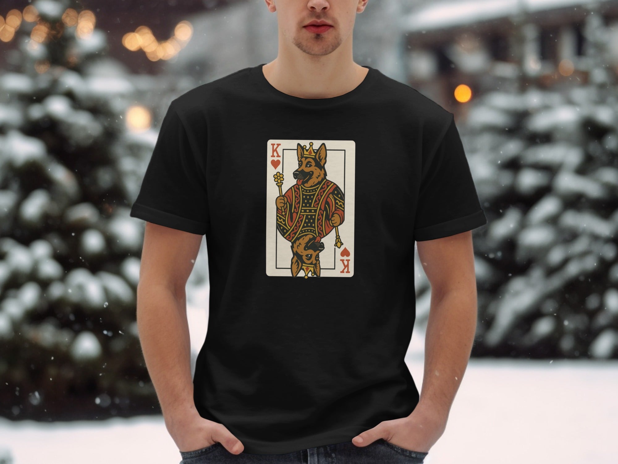 King of Hearts Wolf Graphic T-shirt for Unique Style