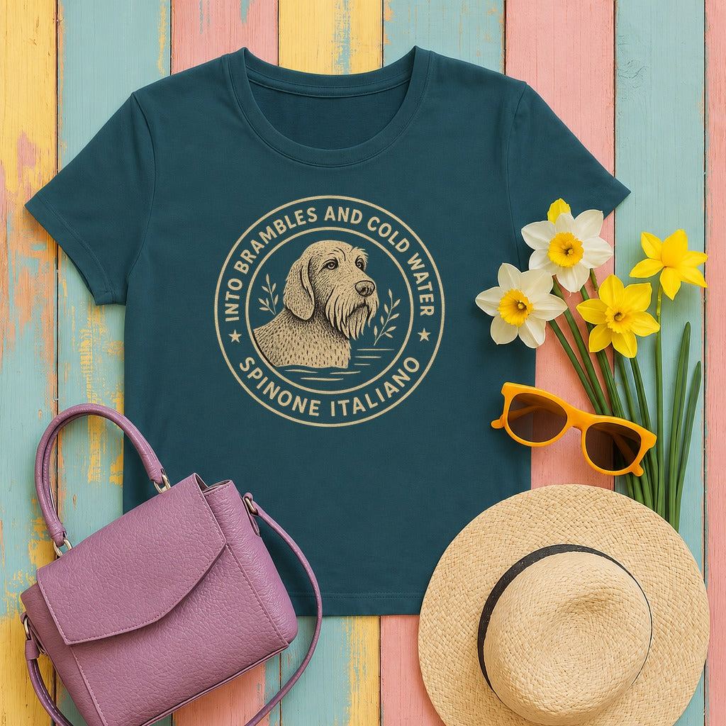 Spinone Italiano Into Brambles and Cold Water Tee in Heather Deep Teal