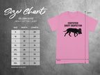 Gildan 5000 size chart for "Certified Sniff Inspector" t-shirt, showing width and length in inches.