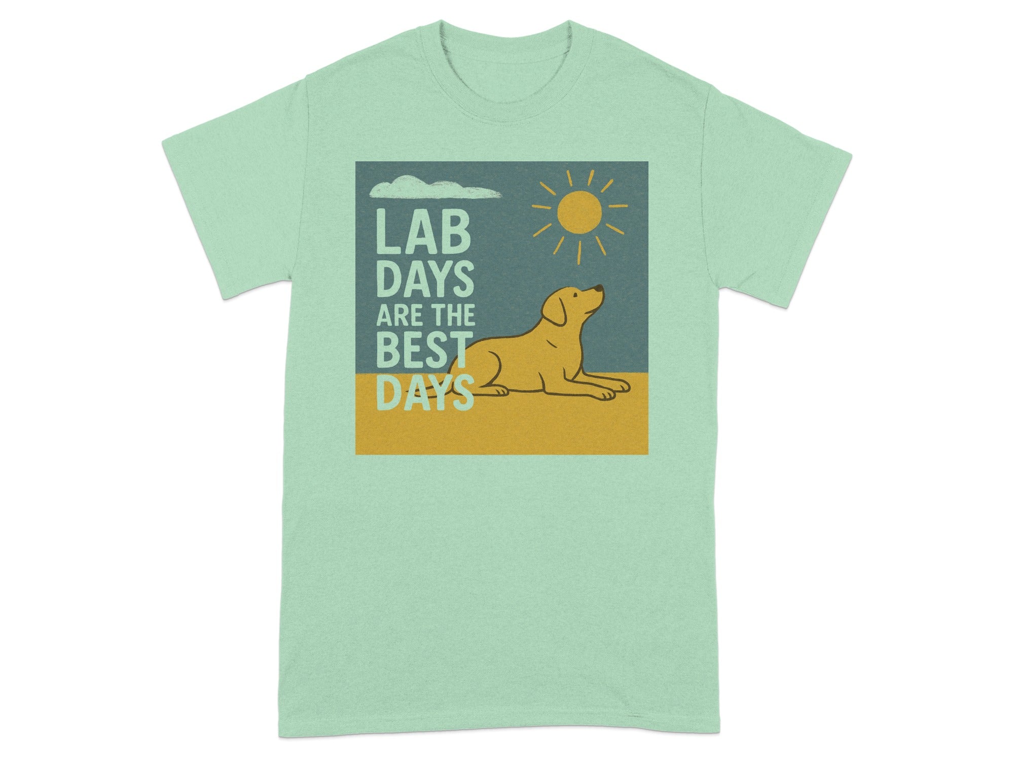 T-shirt with design of relaxed dog and text "LAB DAYS ARE THE BEST DAYS".
