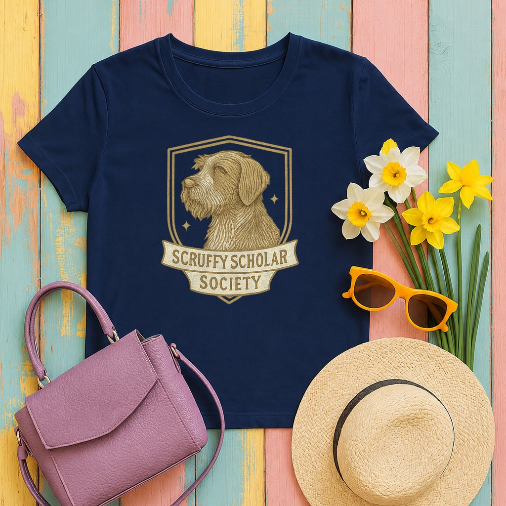 Wirehaired Pointing Griffon Scruffy Scholar Society T-shirt in Navy