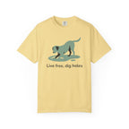 Live free dig holes dog illustration T-shirt
