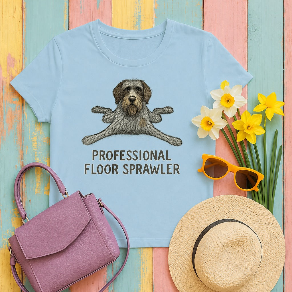 Wirehaired Pointing Griffon Professional Floor Sprawler T-shirt in Light Blue