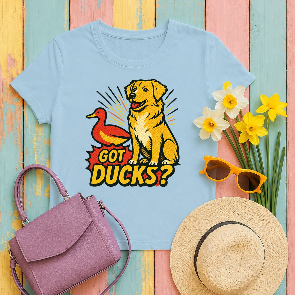 Nova Scotia Duck Tolling Retriever Got Ducks T-shirt in Light Blue