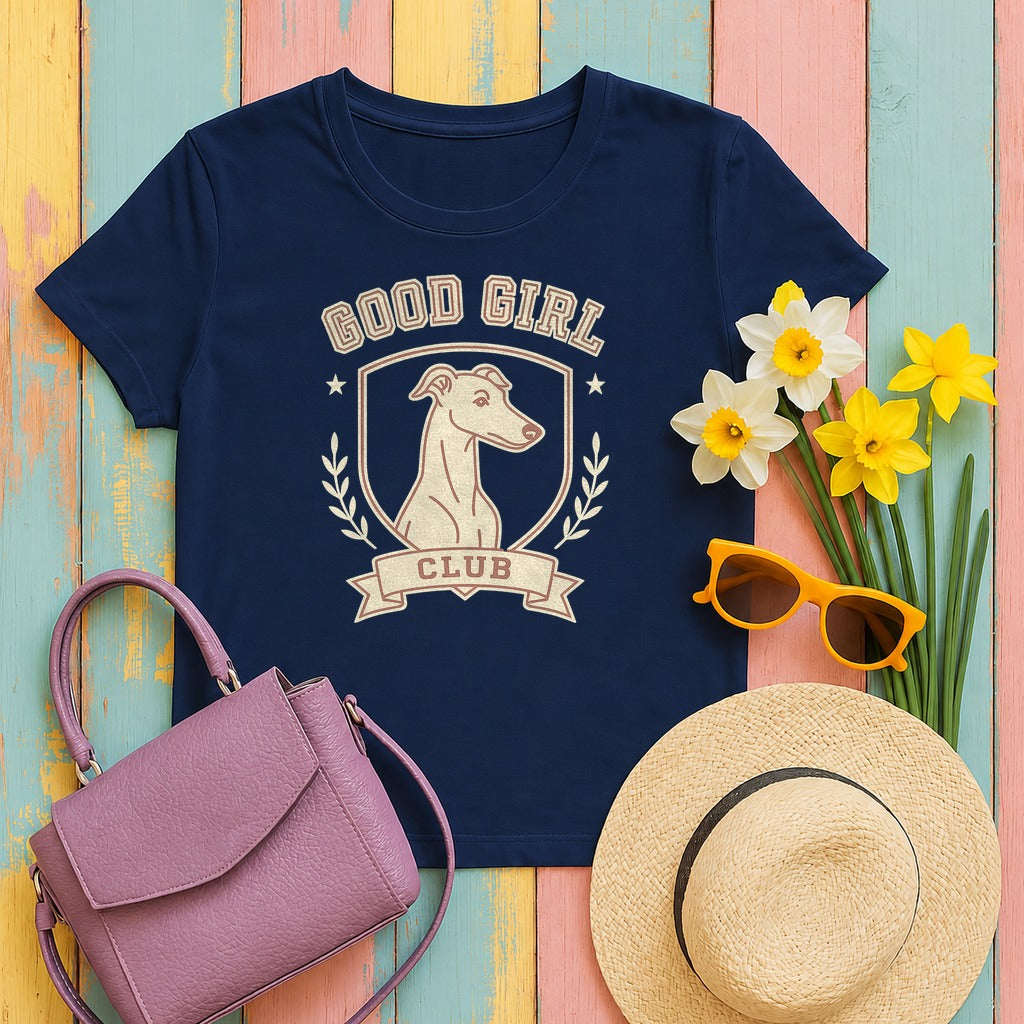 Greyhound Good Girl Club Tee in Navy