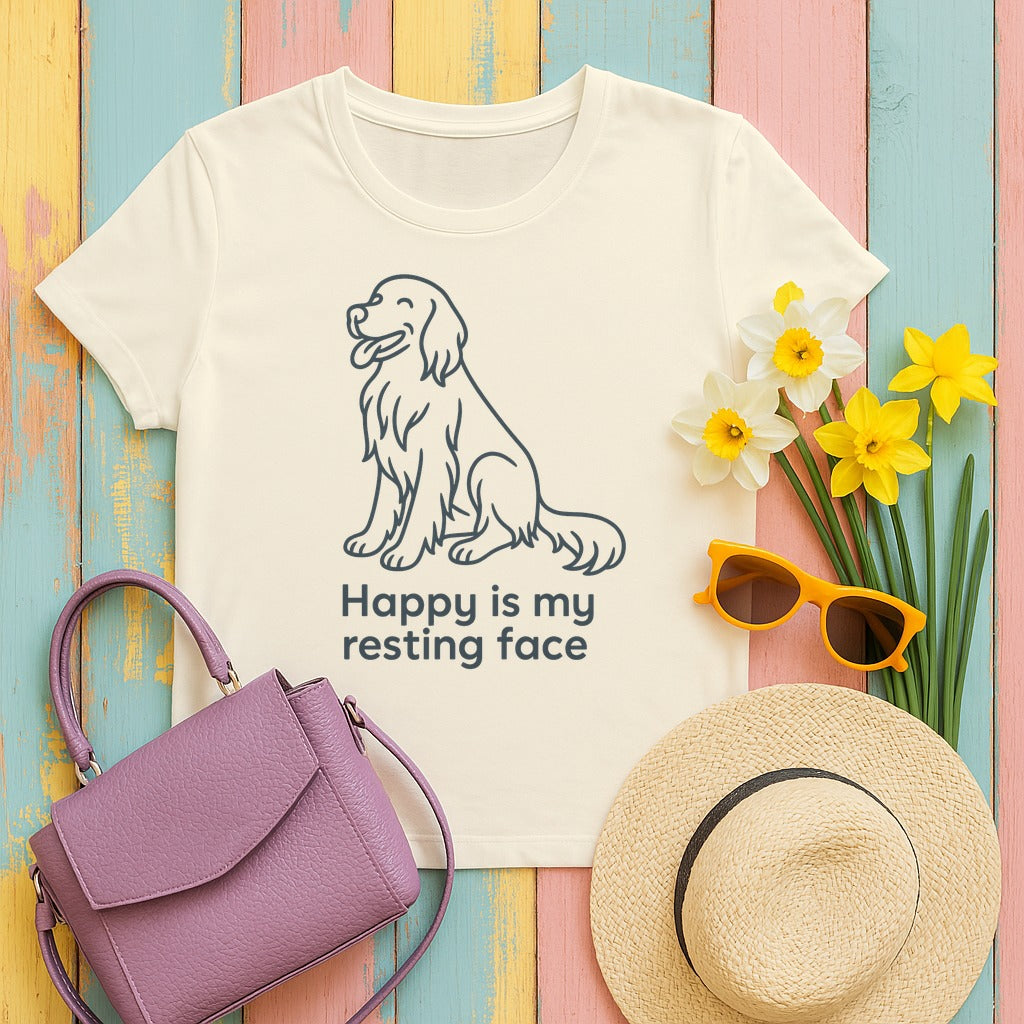 Happy Is My Resting Face - Funny Gordon Setter T-shirt in Natural
