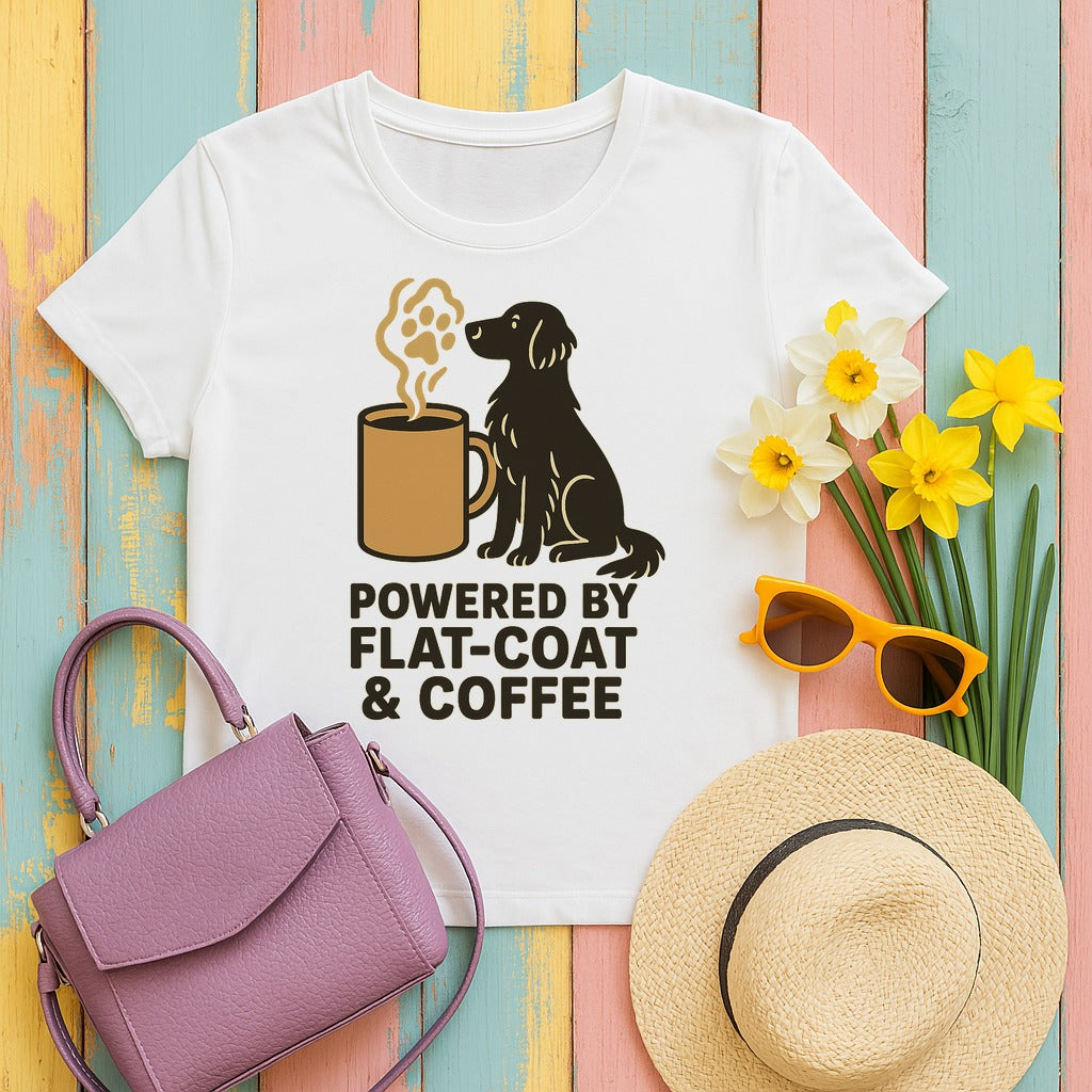 Powered by Flat-Coat & Coffee Tee in White