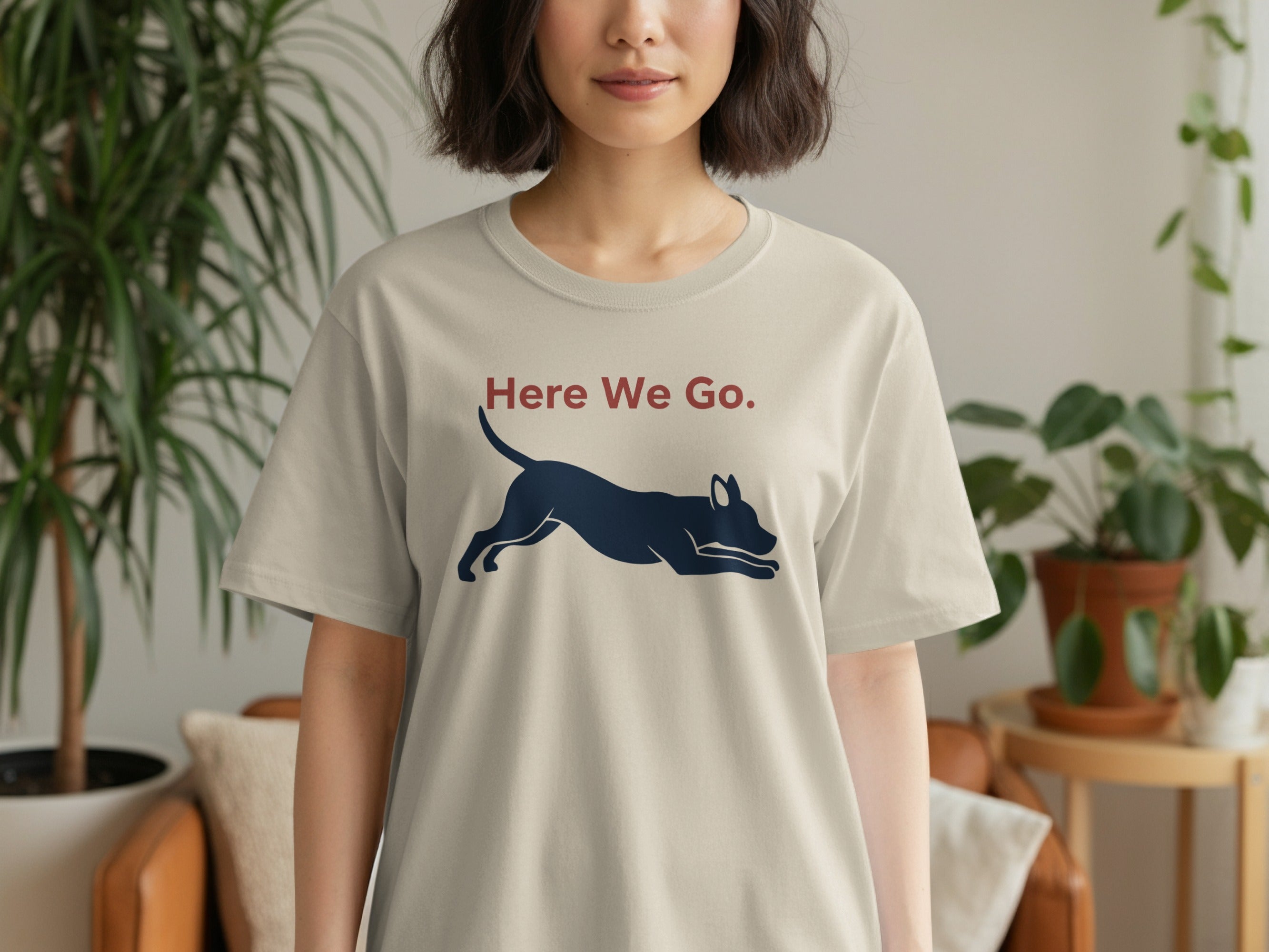 Here We Go Dog Silhouette Graphic T-shirt