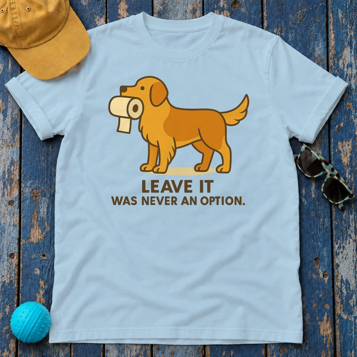 Golden Retriever Leave It Tee in Light Blue