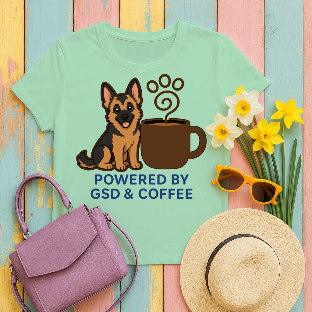 Powered By GSD & Coffee T-Shirt in Mint Green