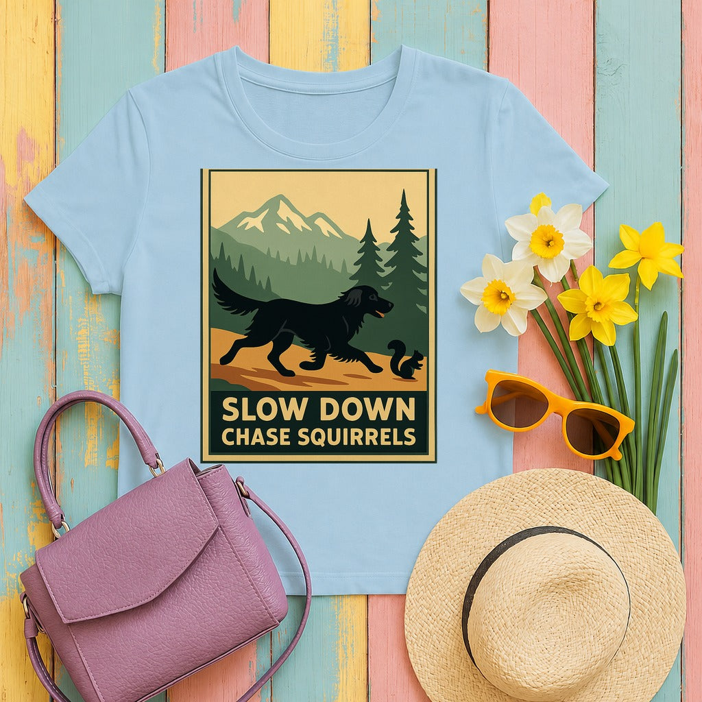 Flat-Coat Chase Squirrels Tee in Light Blue