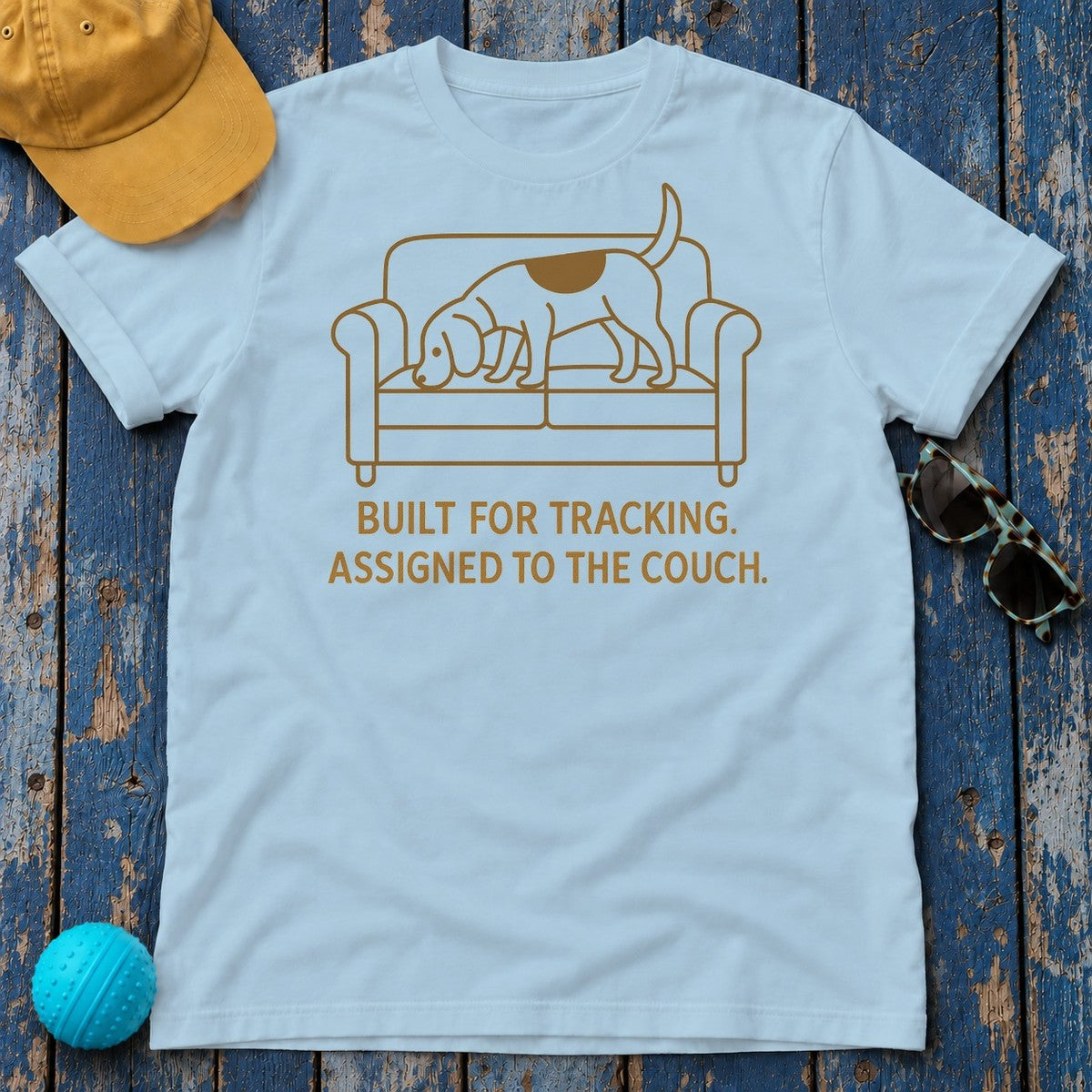 Beagle Built For Tracking Tee in Light Blue