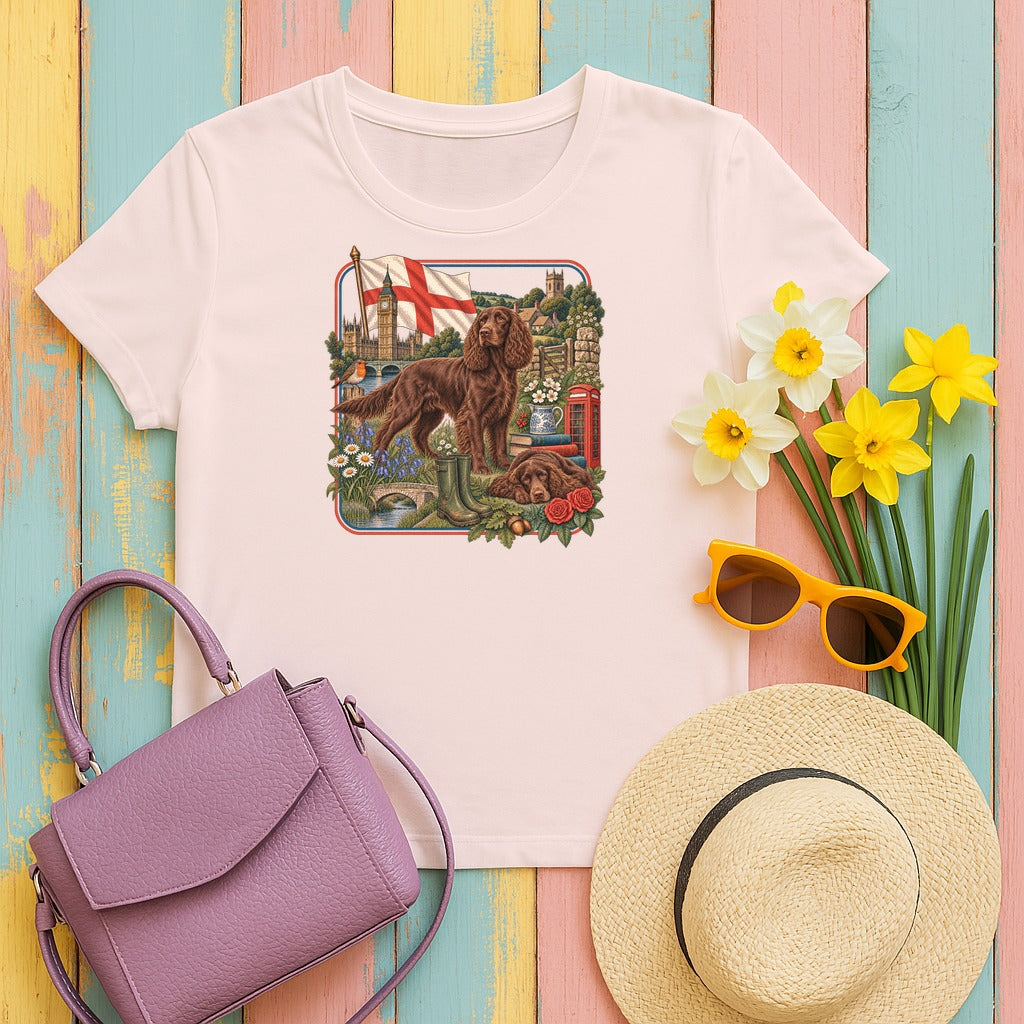 Field Spaniel England Heritage tee, Soft Pink
