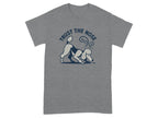 Grey t-shirt with dark blue graphic of a poodle sniffing with "Trust The Nose" text.