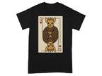 Black t-shirt featuring Queen of Hearts playing card with Chihuahua dog graphic.