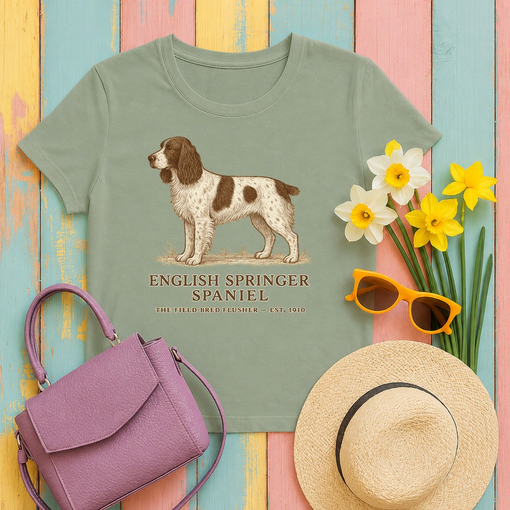 English Springer Spaniel Field Guide Tee in Sage
