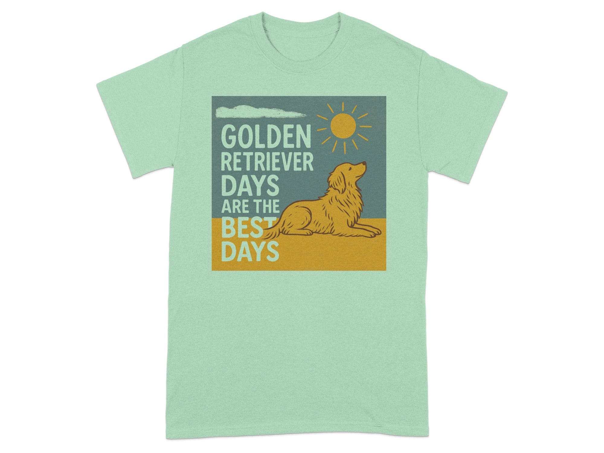 Light green t-shirt with graphic "Golden Retriever Days Are The Best Days".