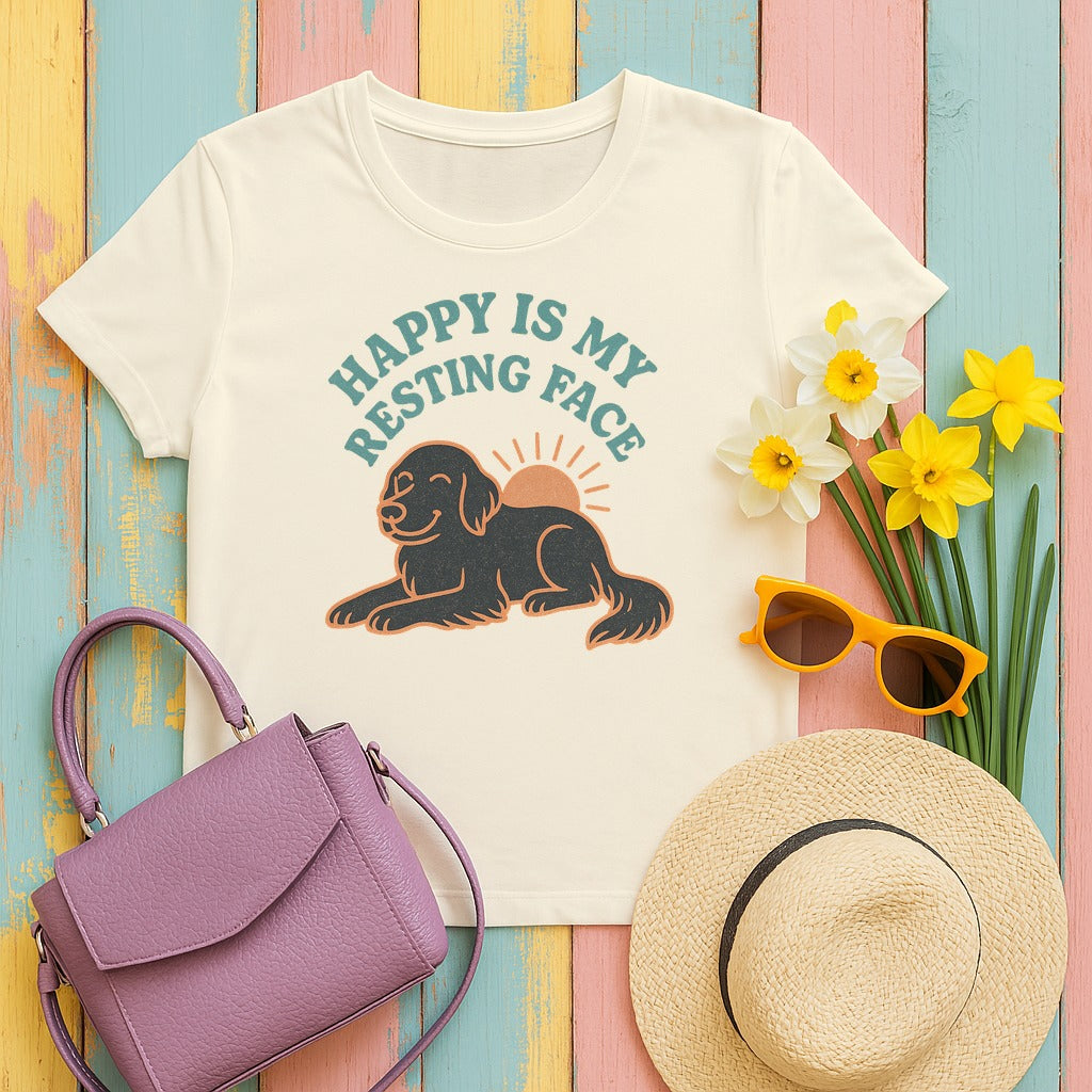 Flat-Coat Happy Is My Resting Face Tee in Natural