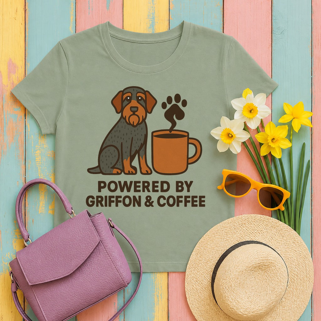 Powered by Griffon & Coffee T-shirt in Sage