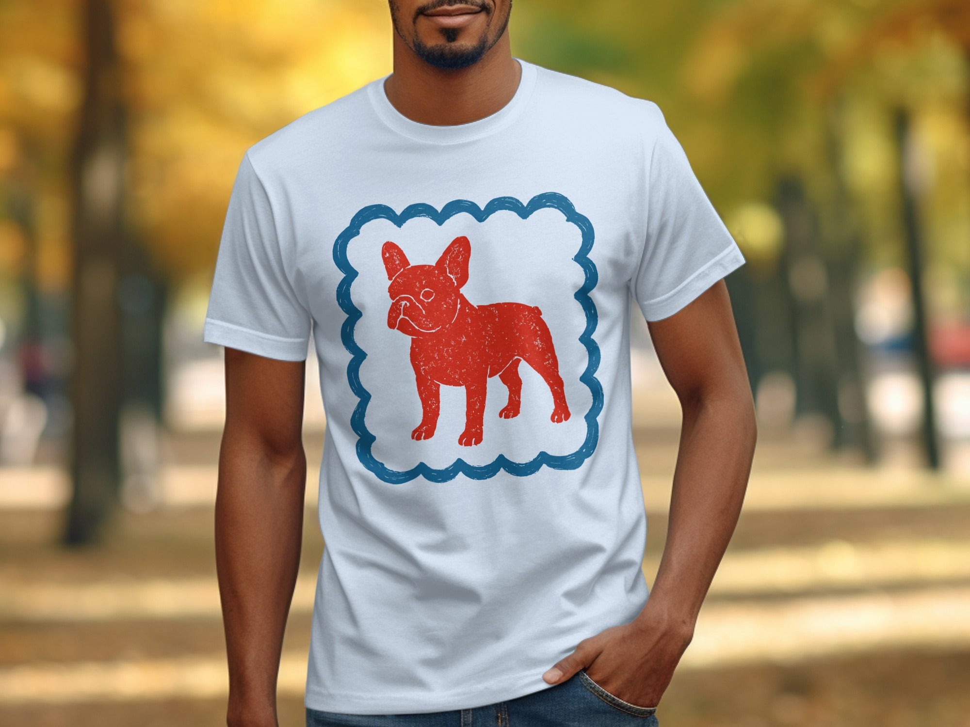 Red French Bulldog Graphic T-Shirt Fashion Apparel