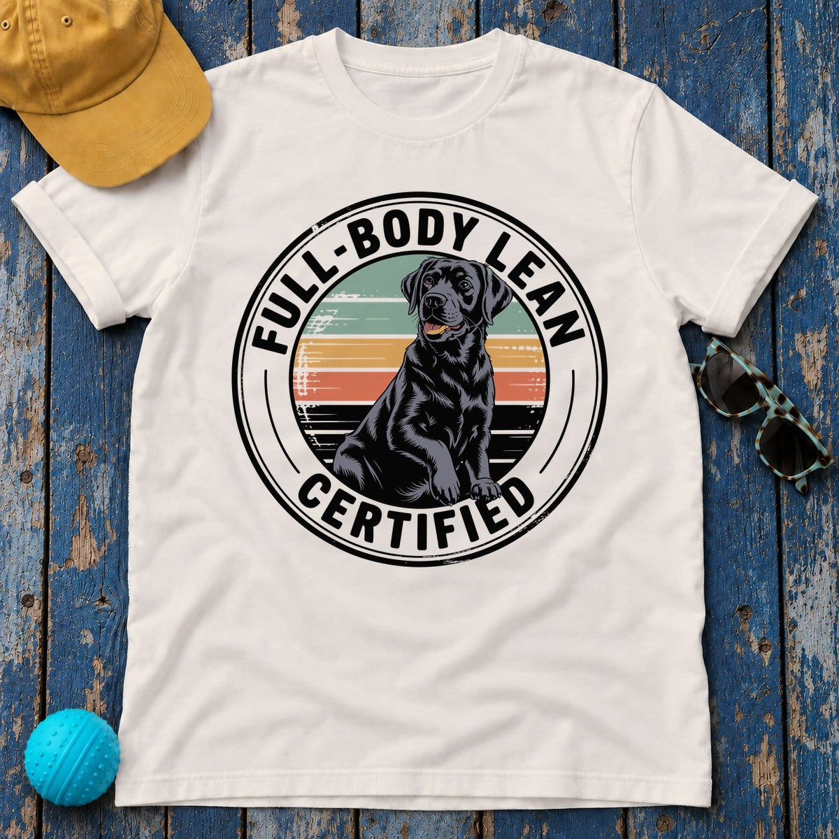 Full-Body Lean Certified Black Labrador T-Shirt in Ice Grey