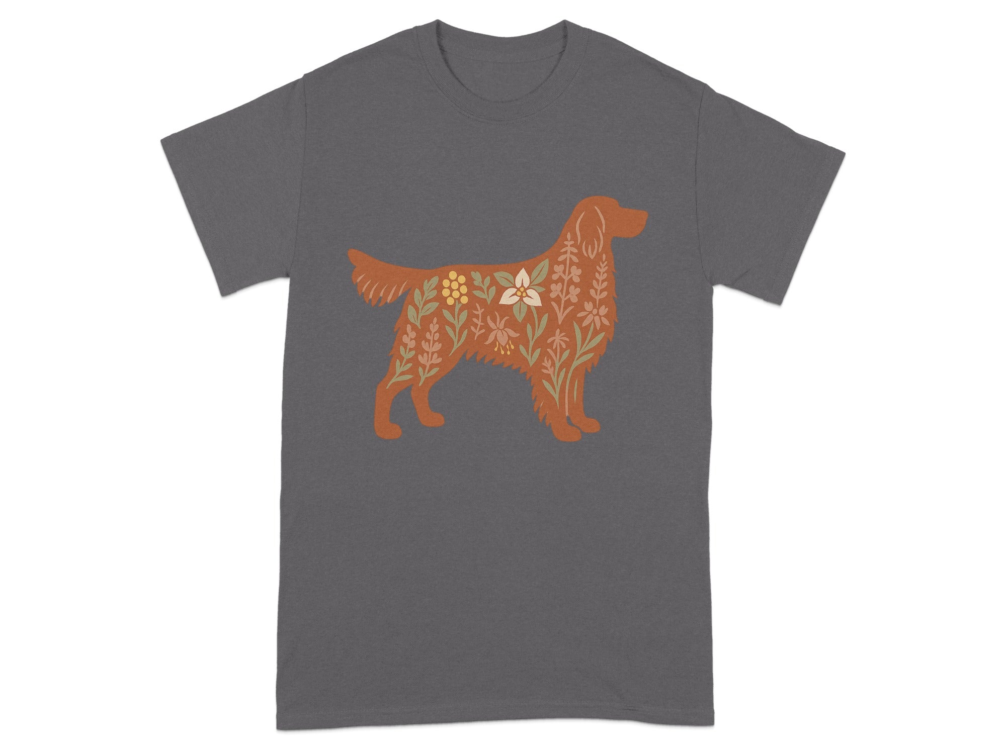 Floral Dog Silhouette Design Graphic T-Shirt product type