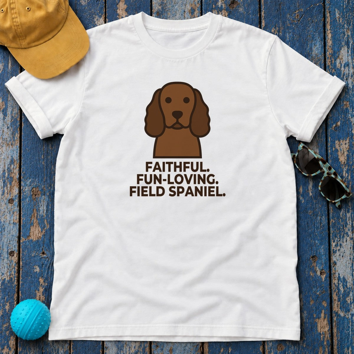 Faithful. Fun-Loving. Field Spaniel. Field Spaniel T-Shirt in White
