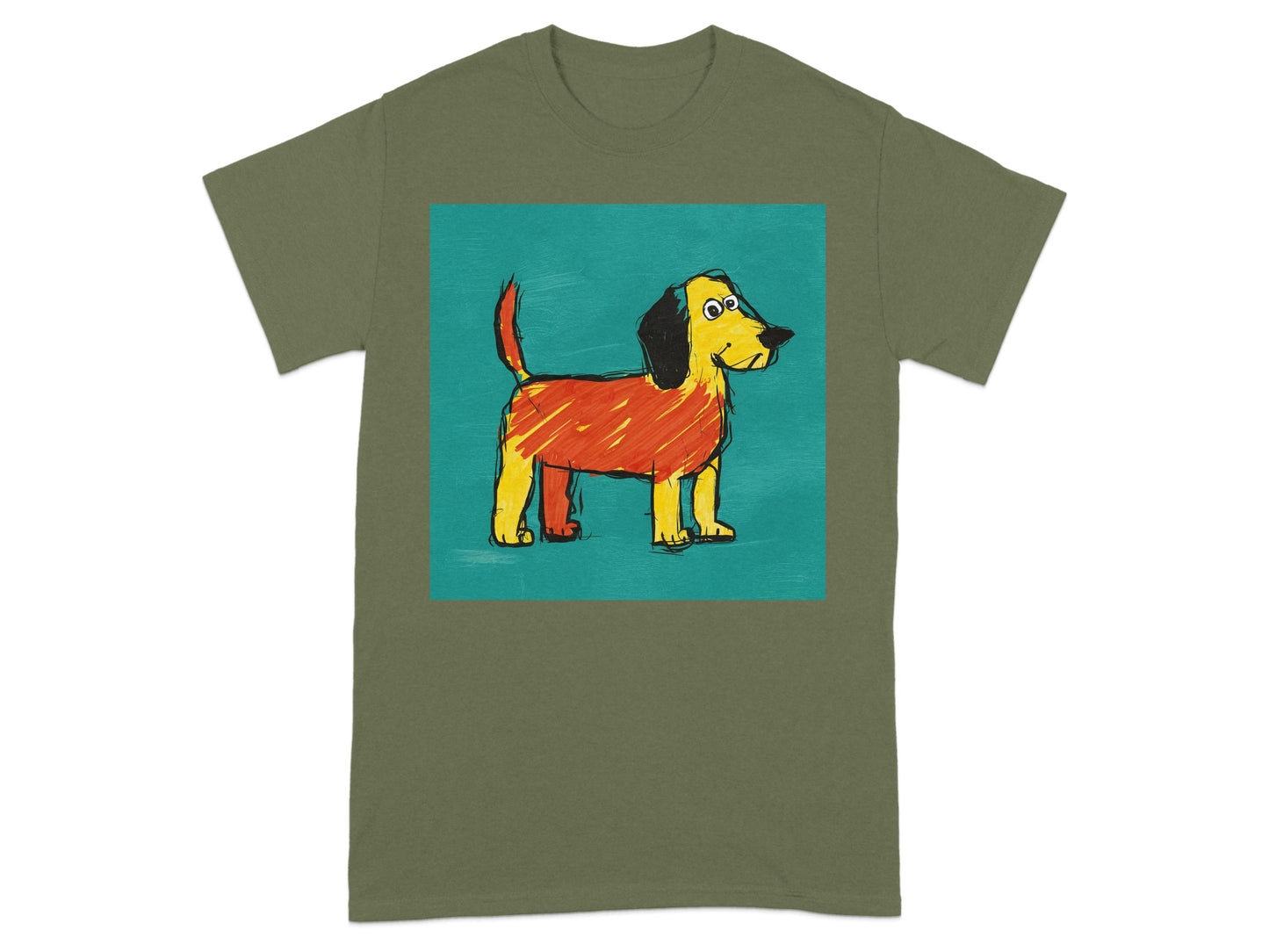 Colorful Cartoon Dog Design Printed T-Shirt product