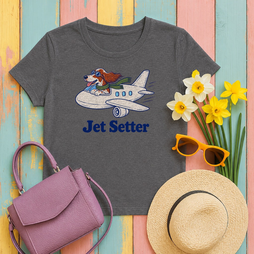 Irish Red and White Setter Jet Setter Tee in Dark Grey Heather
