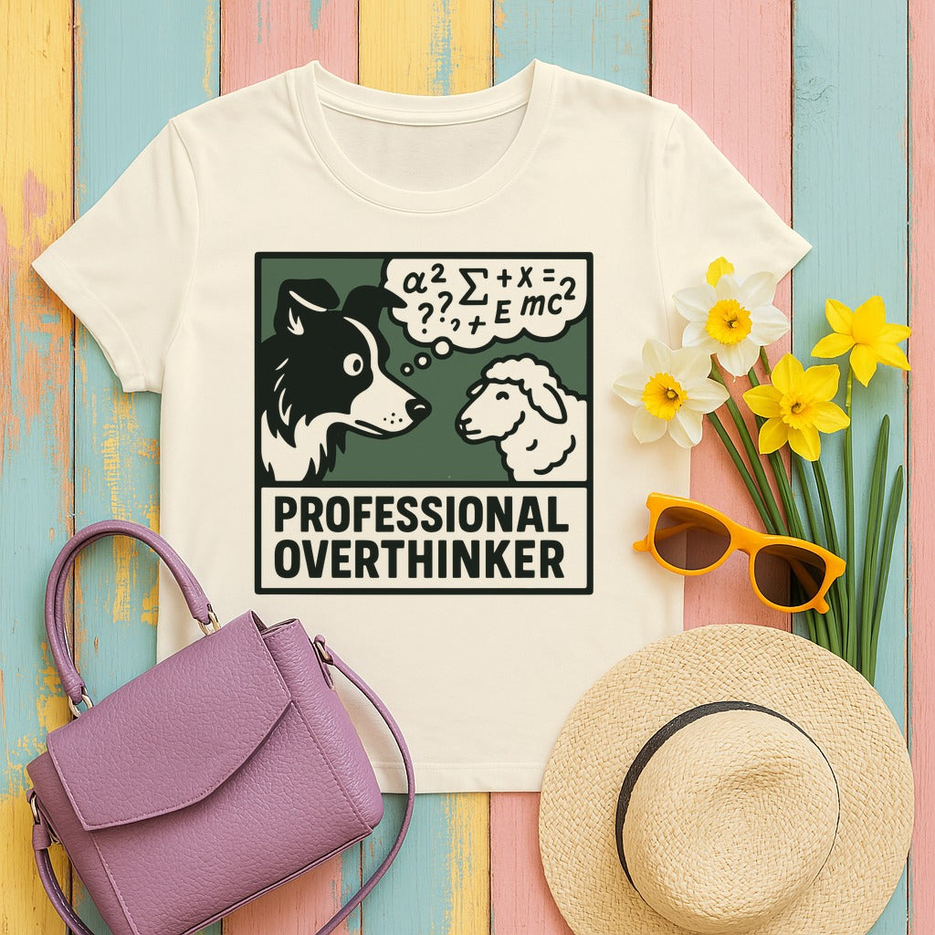 Professional Over Thinker Border Collie T-Shirt in Natural