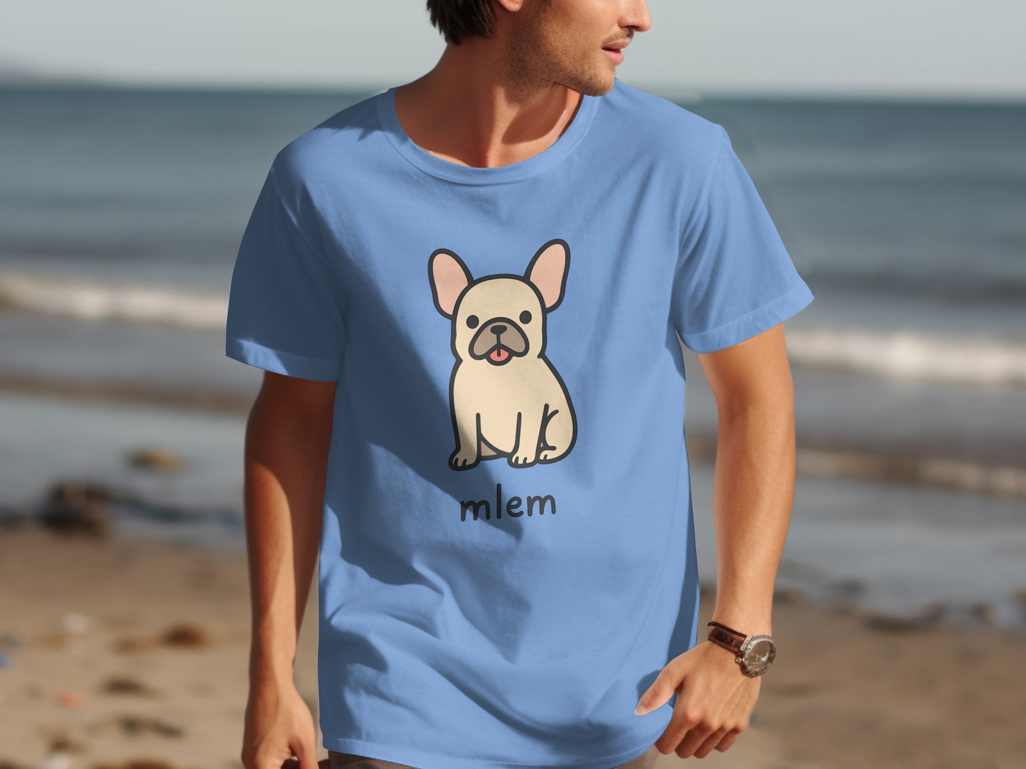 Cute French Bulldog Mlem Print T-shirt