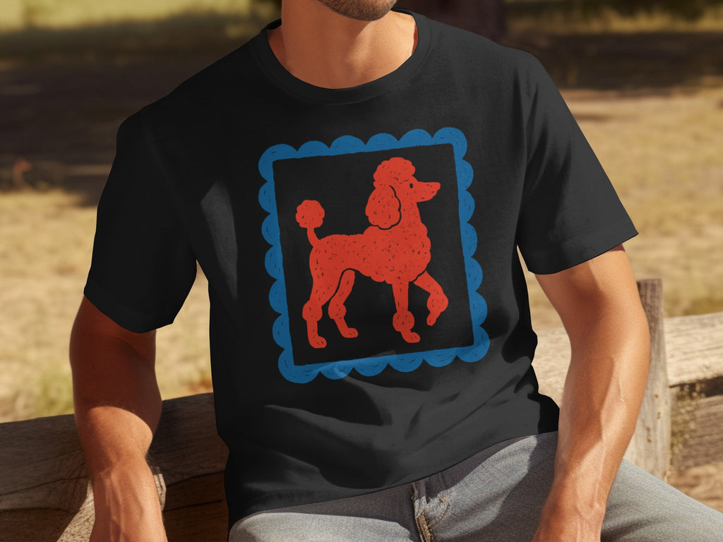 Red Poodle Design Black Tee Perfect for Dog Lovers