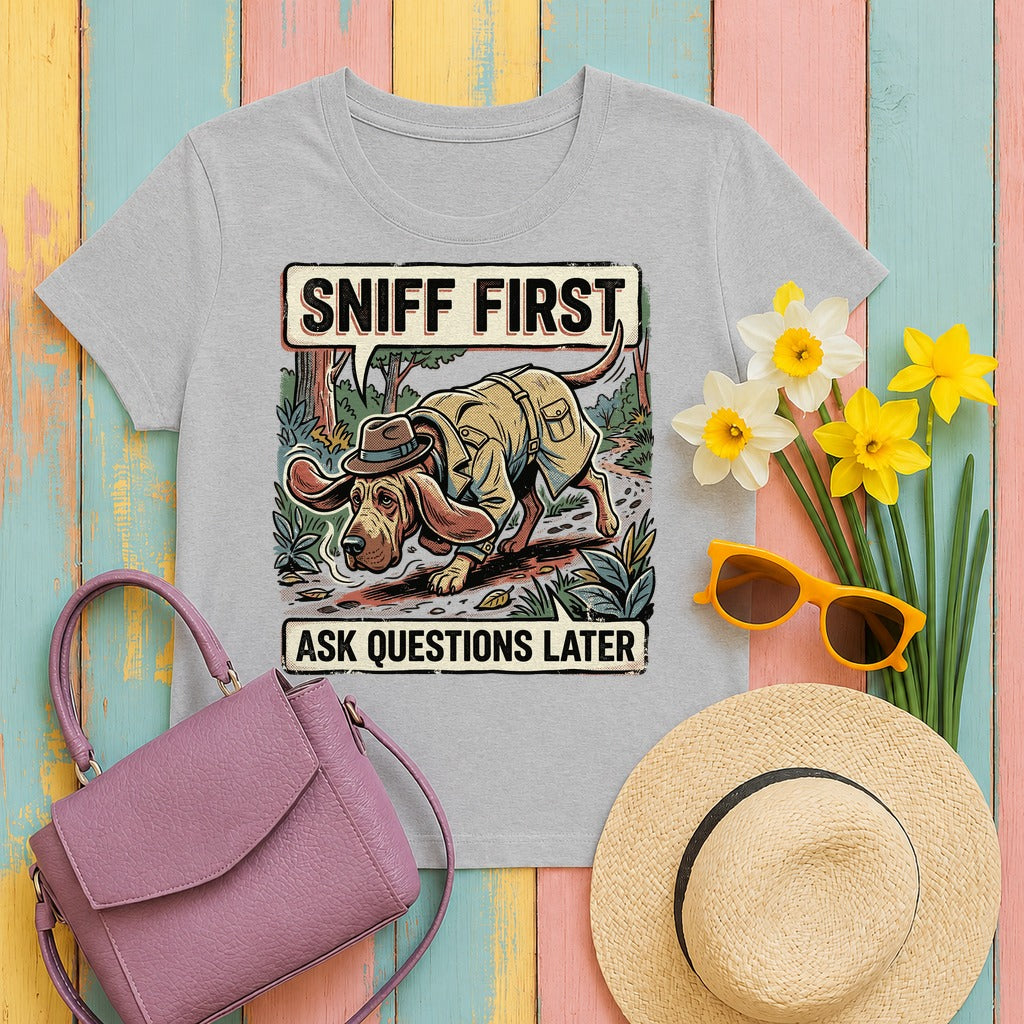 Noir Bloodhound 'Sniff First' T-Shirt in Sport Grey