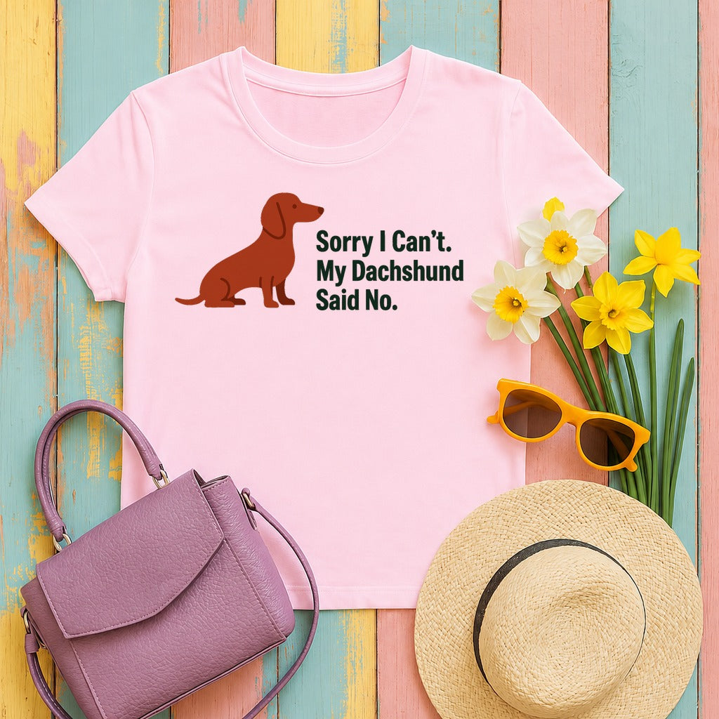 Dachshund Said No Statement T-Shirt in Light Pink