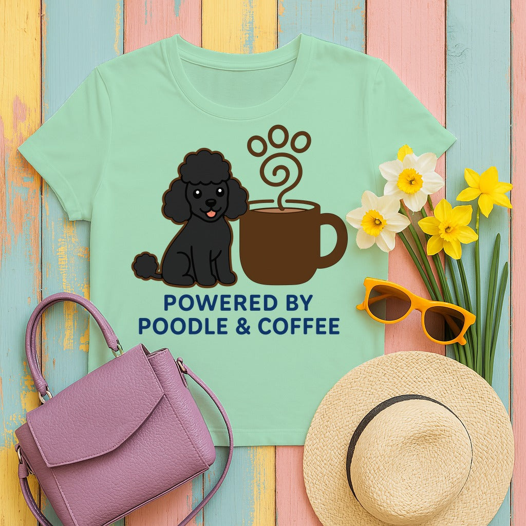 Poodle & Coffee Power T-Shirt in Mint Green