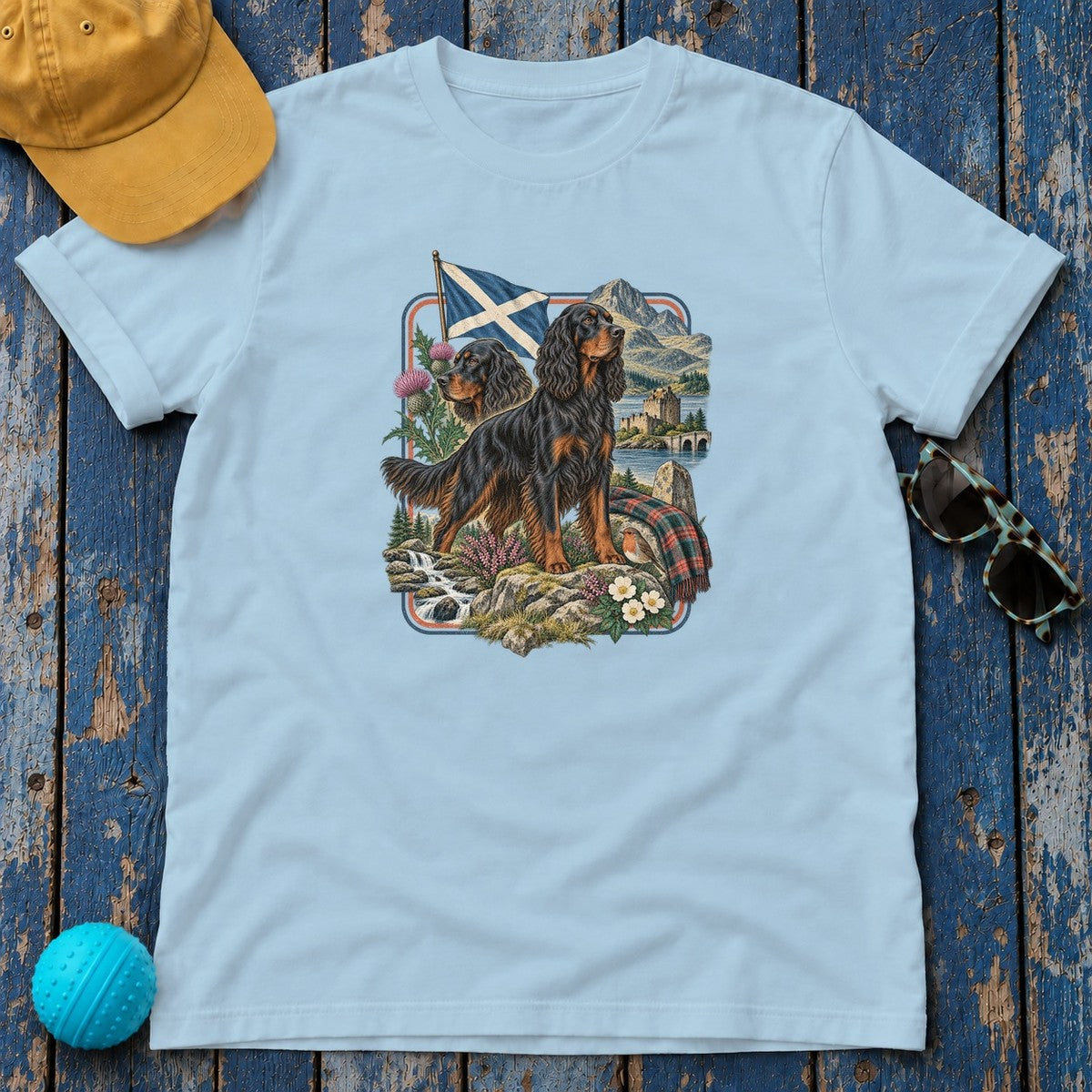Gordon Setter Scotland Heritage T-Shirt in Light Blue