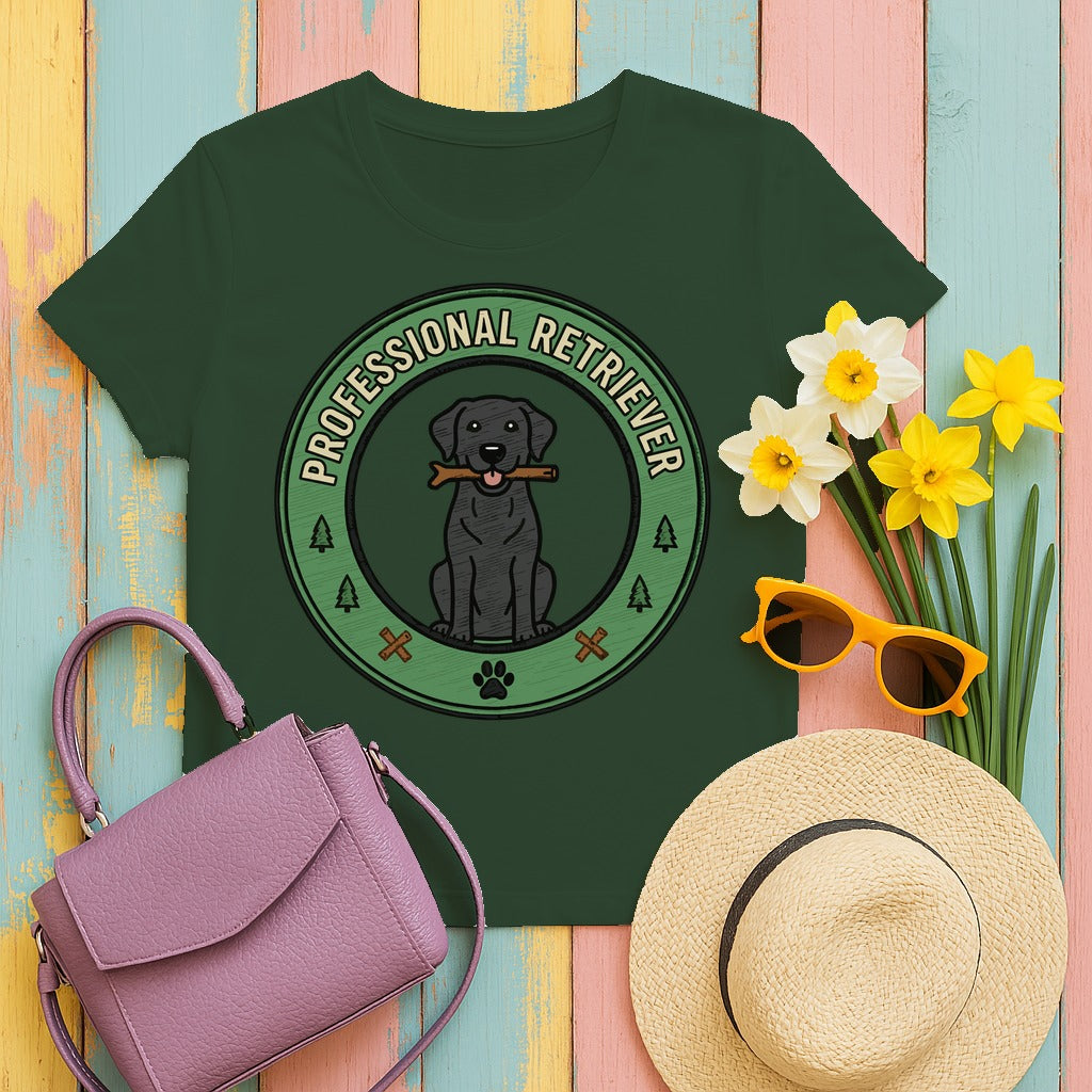 Professional Retriever Black Labrador T-Shirt in Forest Green