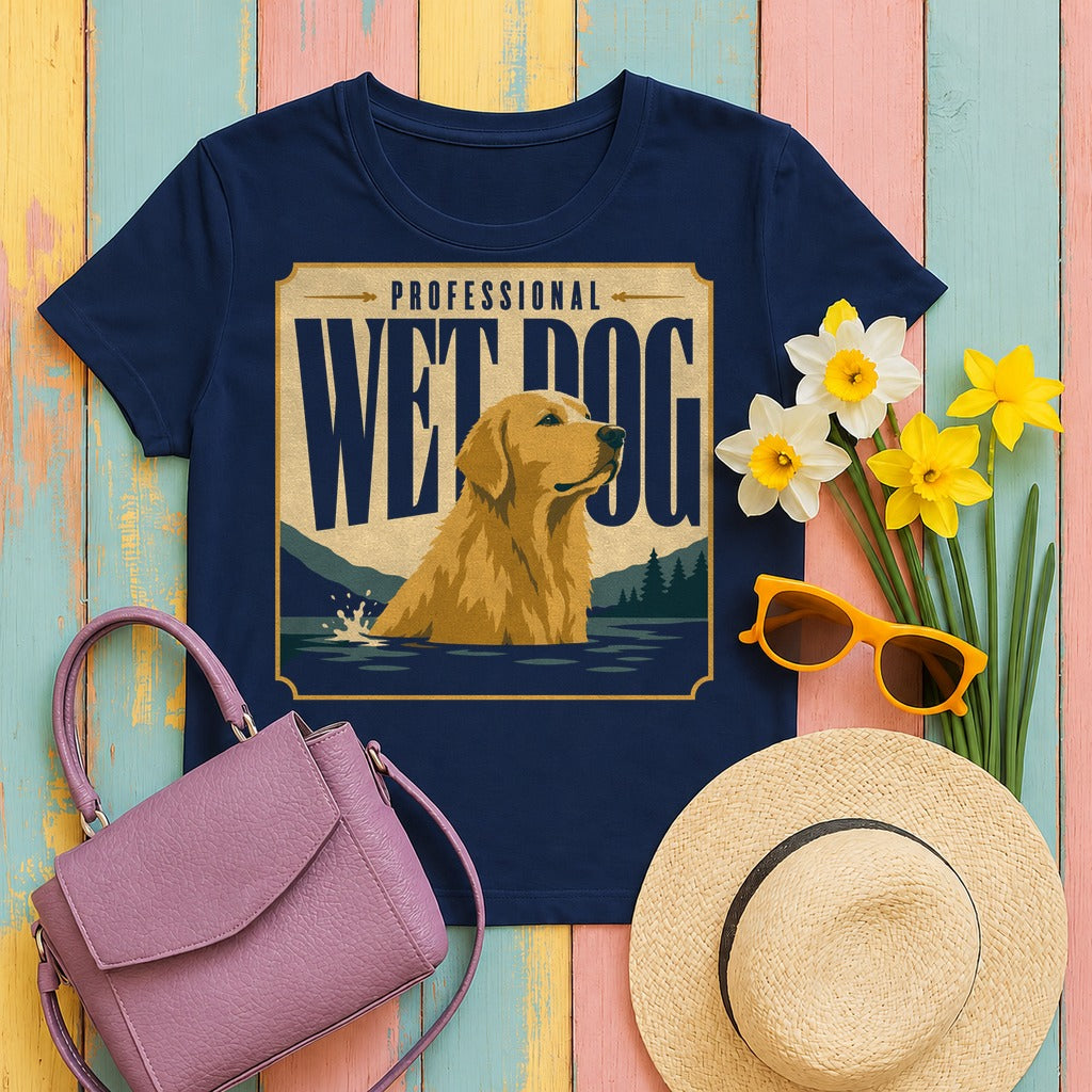 Professional Golden Retriever T-Shirt in Navy