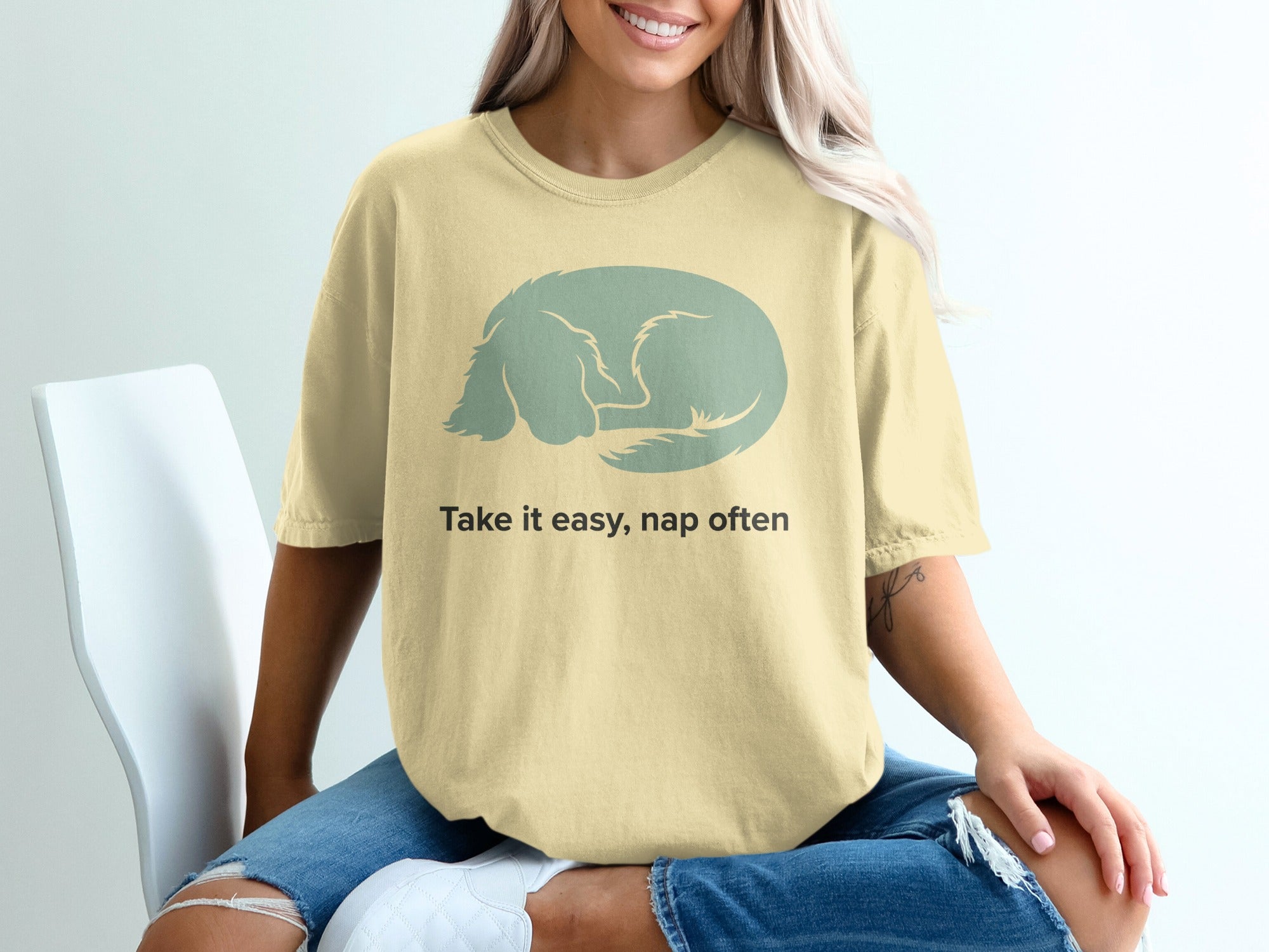 Take It Easy Nap Often Dog Lover Shirt Sleep Tee