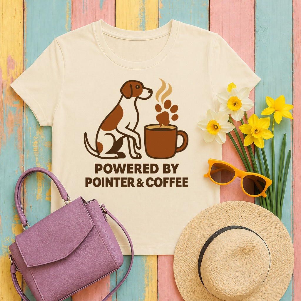 pointer powered-by-coffee-and-a-pointer tee flat lay hero
