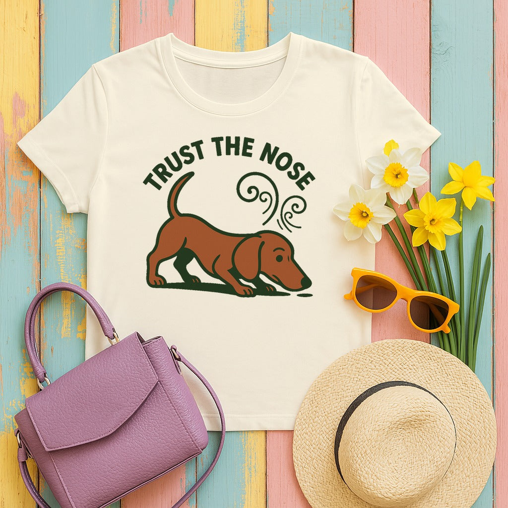 Trust The Nose Dachshund T-Shirt in Natural